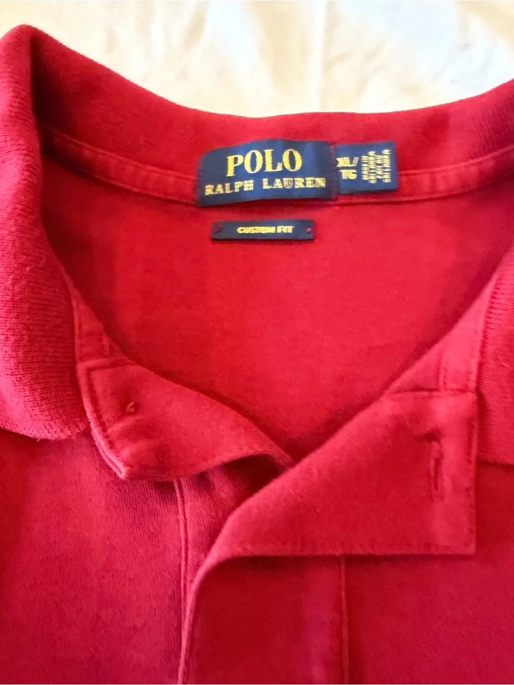 Polo Ralph Lauren Men’s Long Sleeve Polo Shirt Red Custom Fit XL 100% Cotton